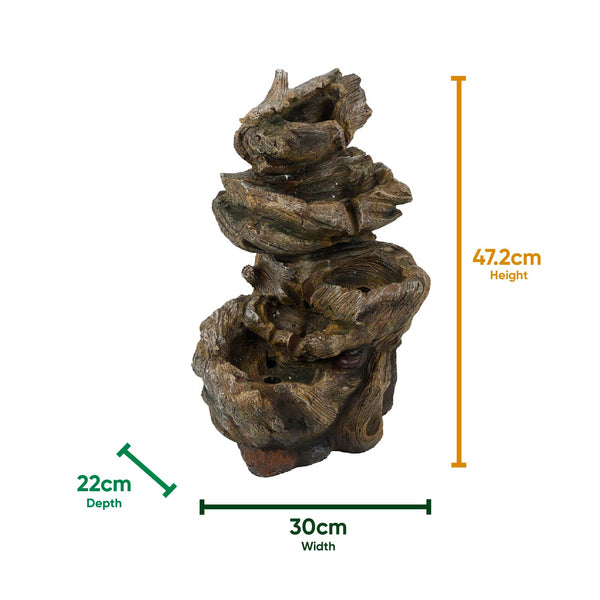 Solar Powered Rock Stack Water Fountain with Battery Backup