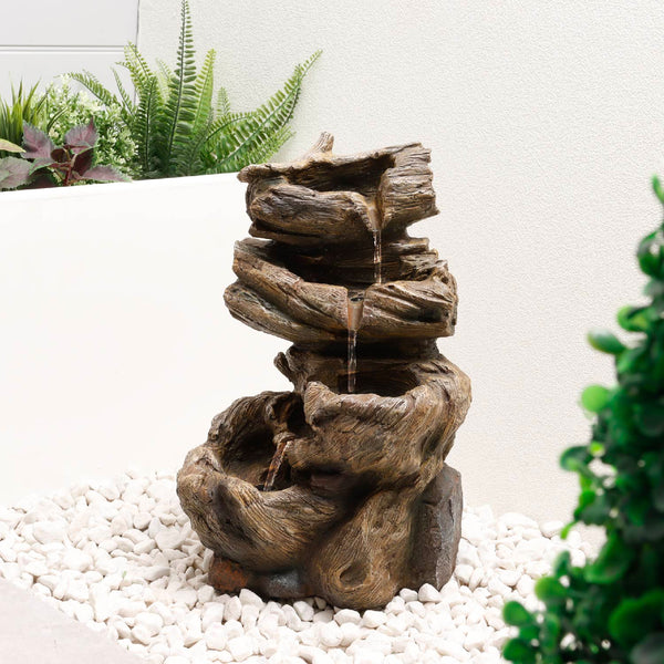 Solar Powered Rock Stack Water Fountain with Battery Backup