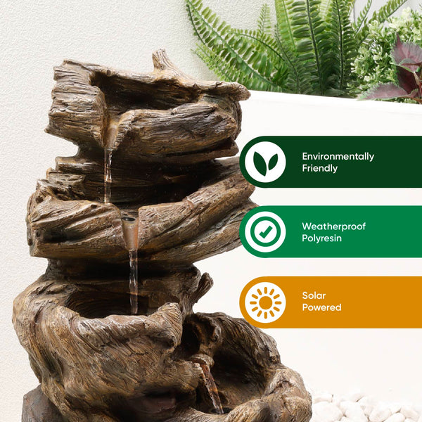 Solar Powered Rock Stack Water Fountain with Battery Backup