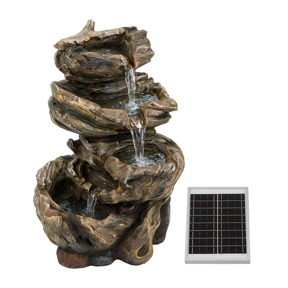 Solar Powered Rock Stack Water Feature with Battery Backup & LED Lights