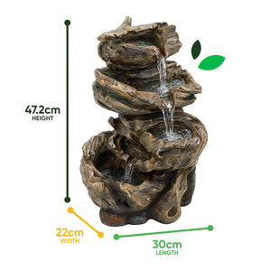 Solar Powered Rock Stack Water Feature with Battery Backup & LED Lights