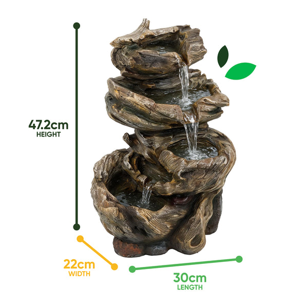 Solar Powered Rock Stack Water Feature with Battery Backup & LED Lights