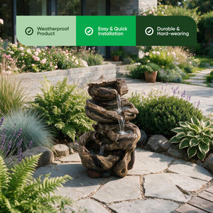 Solar Powered Rock Stack Water Feature with Battery Backup & LED Lights