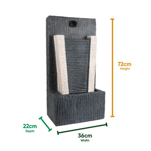 Solar Powered Stone Column Water Fountain with Battery Backup