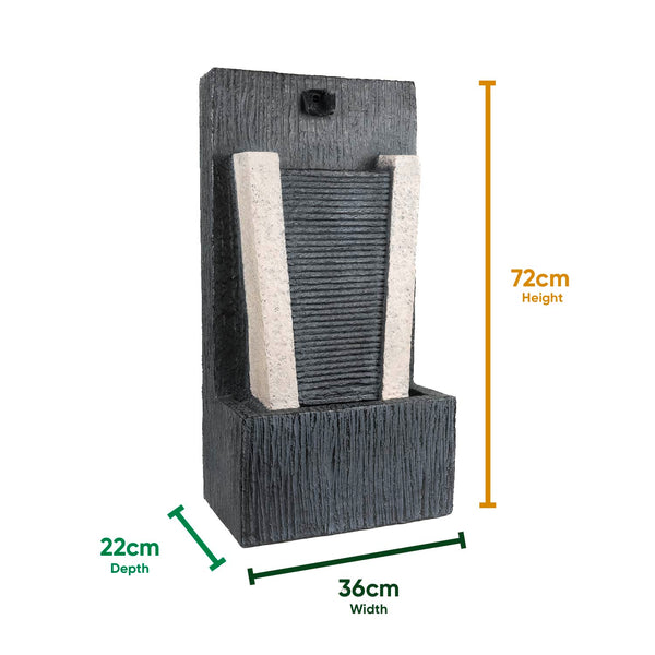 Solar Powered Stone Column Water Fountain with Battery Backup