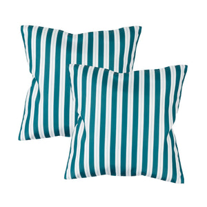 Pair of Outdoor Scatter Cushions - Teal Stripe Design