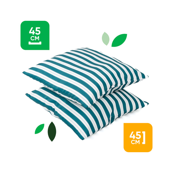 Pair of Outdoor Scatter Cushions - Teal Stripe Design