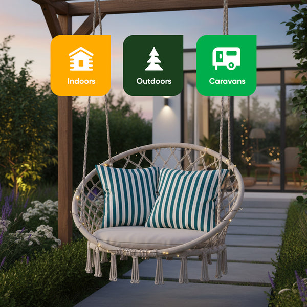 Pair of Outdoor Scatter Cushions - Teal Stripe Design