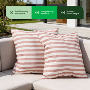 Pair of Outdoor Scatter Cushions - Red Stripe Design