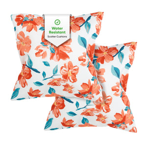 Pair of Outdoor Scatter Cushions - Japanese Floral Design