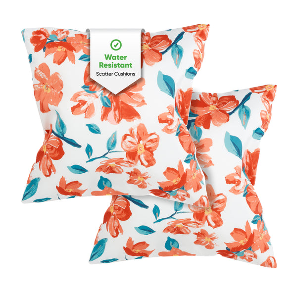 Pair of Outdoor Scatter Cushions - Japanese Floral Design