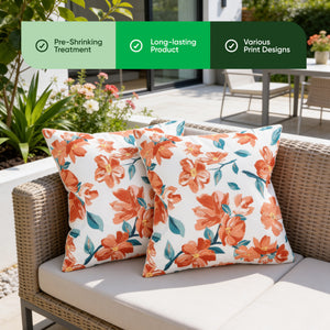Pair of Outdoor Scatter Cushions - Japanese Floral Design