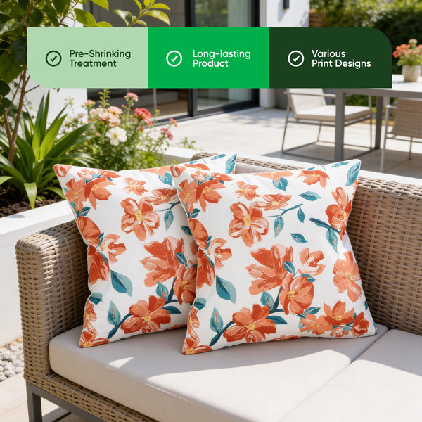 Pair of Outdoor Scatter Cushions - Japanese Floral Design