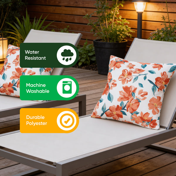 Pair of Outdoor Scatter Cushions - Japanese Floral Design