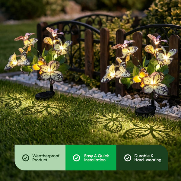 Pack of 2 Solar Butterfly Stake Lights – Colour Changing LED Garden Lights
