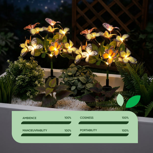 Pack of 2 Solar Butterfly Stake Lights – Colour Changing LED Garden Lights
