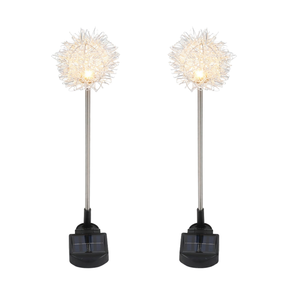 Pack of 2 Solar Dandelion Stake Lights – Warm White LED Garden Lights