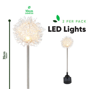 Pack of 2 Solar Dandelion Stake Lights – Warm White LED Garden Lights