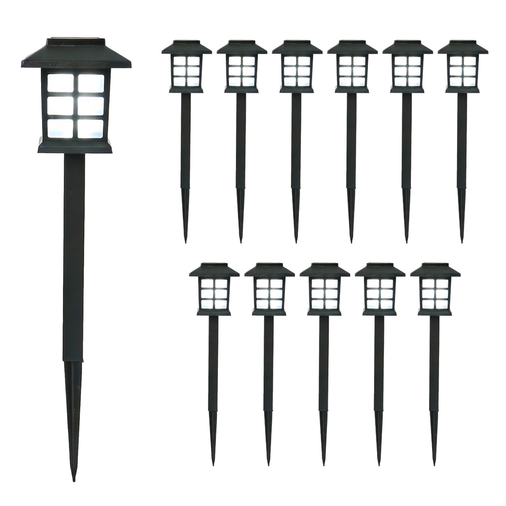 Pack of 12 Solar Pathway Lights – Warm White LED Garden Stake Lights