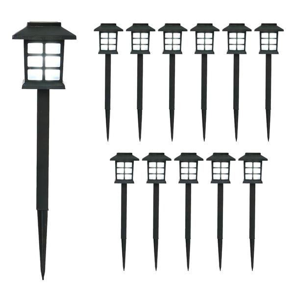 Pack of 12 Solar Pathway Lights – Warm White LED Garden Stake Lights