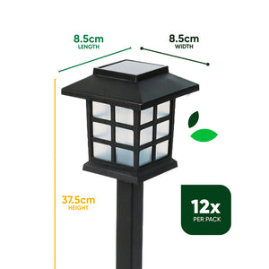 Pack of 12 Solar Pathway Lights – Warm White LED Garden Stake Lights