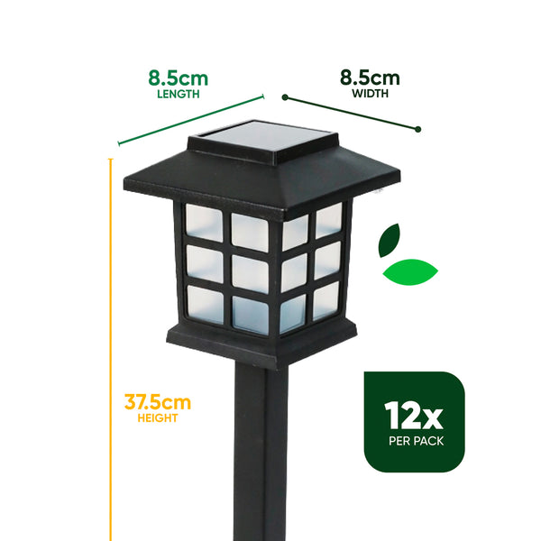 Pack of 12 Solar Pathway Lights – Warm White LED Garden Stake Lights