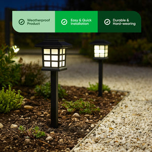 Pack of 12 Solar Pathway Lights – Warm White LED Garden Stake Lights