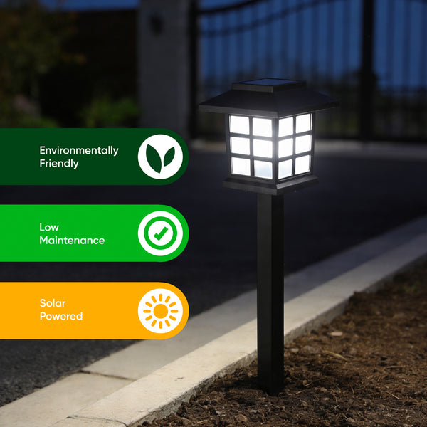 Pack of 12 Solar Pathway Lights – Warm White LED Garden Stake Lights