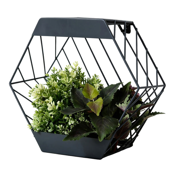 Solar Wall Planter with LED Light – Modern Metal Hanging Planter