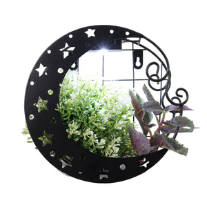 Solar Wall Planter with LED Light – Modern Metal Hanging Planter