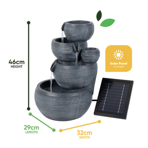 Solar Cascading Fountain Water Feature With Battery Back-up