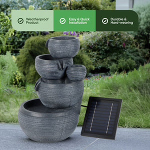 Solar Cascading Fountain Water Feature With Battery Back-up