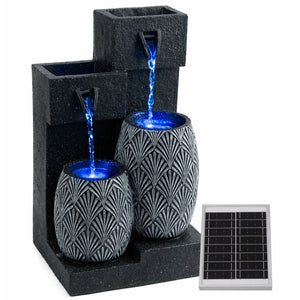 Solar Powered Vase Water Feature with Battery Backup & LED Light – Garden Fountain for Patio, Balcony, Decking & Outdoor Spaces