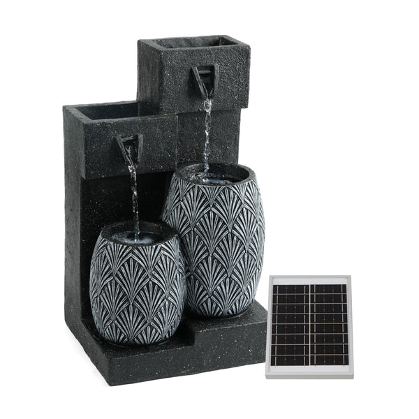 Solar Powered Vase Water Feature with Battery Backup & LED Light – Garden Fountain for Patio, Balcony, Decking & Outdoor Spaces