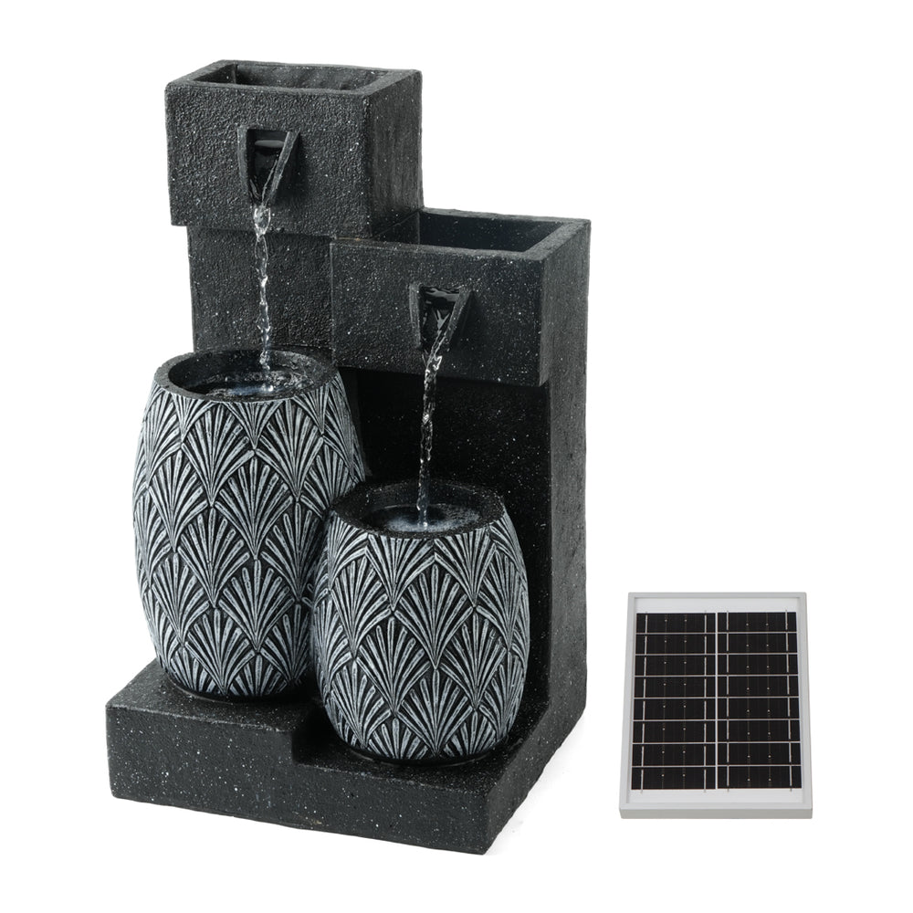 Solar Powered Vase Water Feature with Battery Backup & LED Light – Garden Fountain for Patio, Balcony, Decking & Outdoor Spaces