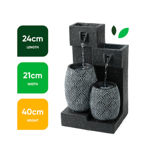 Solar Powered Vase Water Feature with Battery Backup & LED Light – Garden Fountain for Patio, Balcony, Decking & Outdoor Spaces
