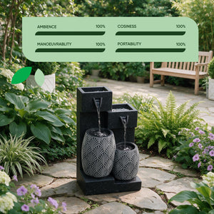 Solar Powered Vase Water Feature with Battery Backup & LED Light – Garden Fountain for Patio, Balcony, Decking & Outdoor Spaces