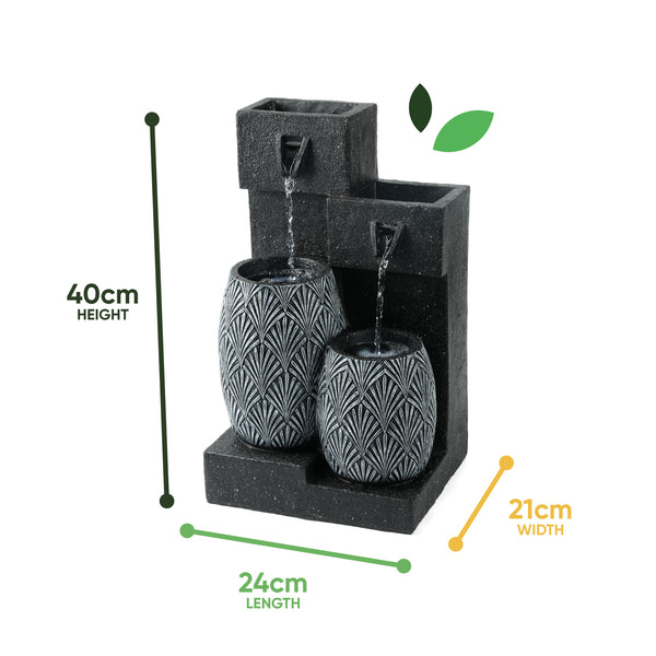 Solar Powered Vase Water Feature with Battery Backup