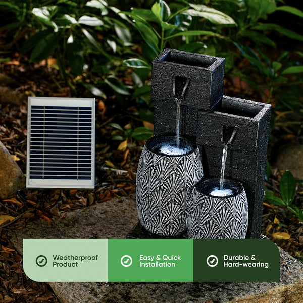 Solar Powered Vase Water Feature with Battery Backup