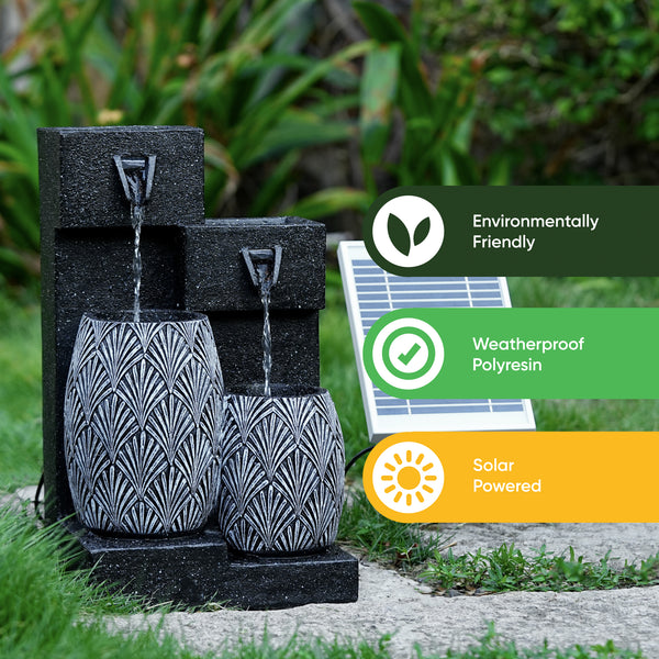 Solar Powered Vase Water Feature with Battery Backup