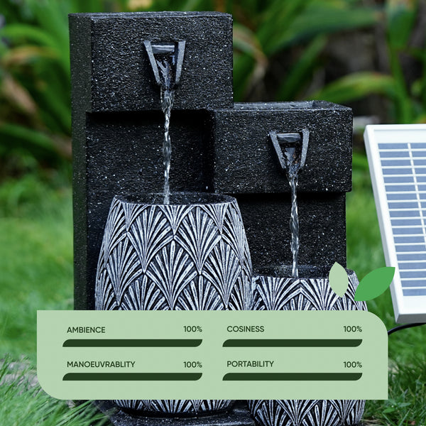 Solar Powered Vase Water Feature with Battery Backup