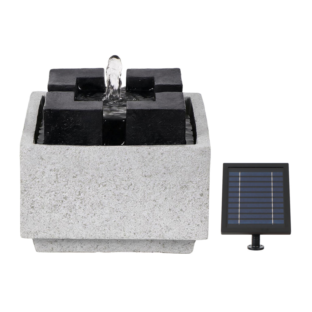 Solar Water Feature – Granite Oasis Fountain with LED Lights & Battery Backup