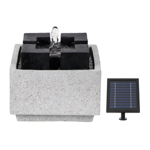Solar Water Feature – Granite Oasis Fountain with LED Lights & Battery Backup