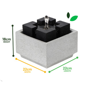 Solar Water Feature – Granite Oasis Fountain with LED Lights & Battery Backup