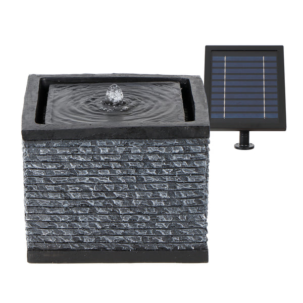 Solar Water Feature – Stacked Stone Fountain with LED Lights & Battery Backup