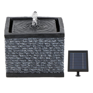 Solar Water Feature – Stacked Stone Fountain with LED Lights & Battery Backup