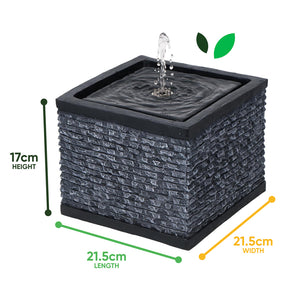 Solar Water Feature – Stacked Stone Fountain with LED Lights & Battery Backup