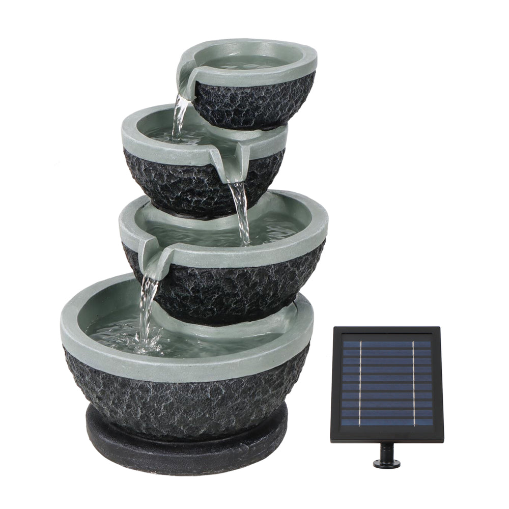 Solar Water Feature – Tiered Cascade Waterfall Fountain with LED Lights & Battery Backup