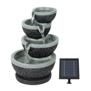 Solar Water Feature – Tiered Cascade Waterfall Fountain with LED Lights & Battery Backup