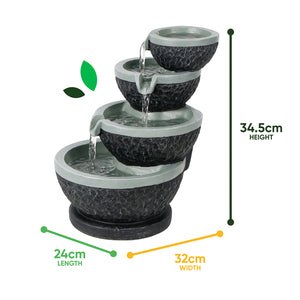 Solar Water Feature – Tiered Cascade Waterfall Fountain with LED Lights & Battery Backup